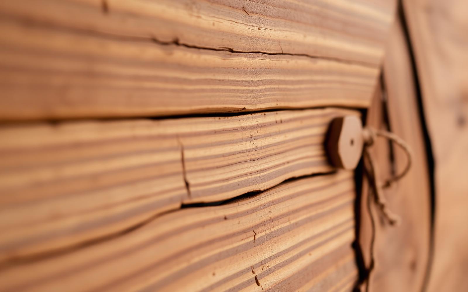 Close-up of hand-planed hardwood grain